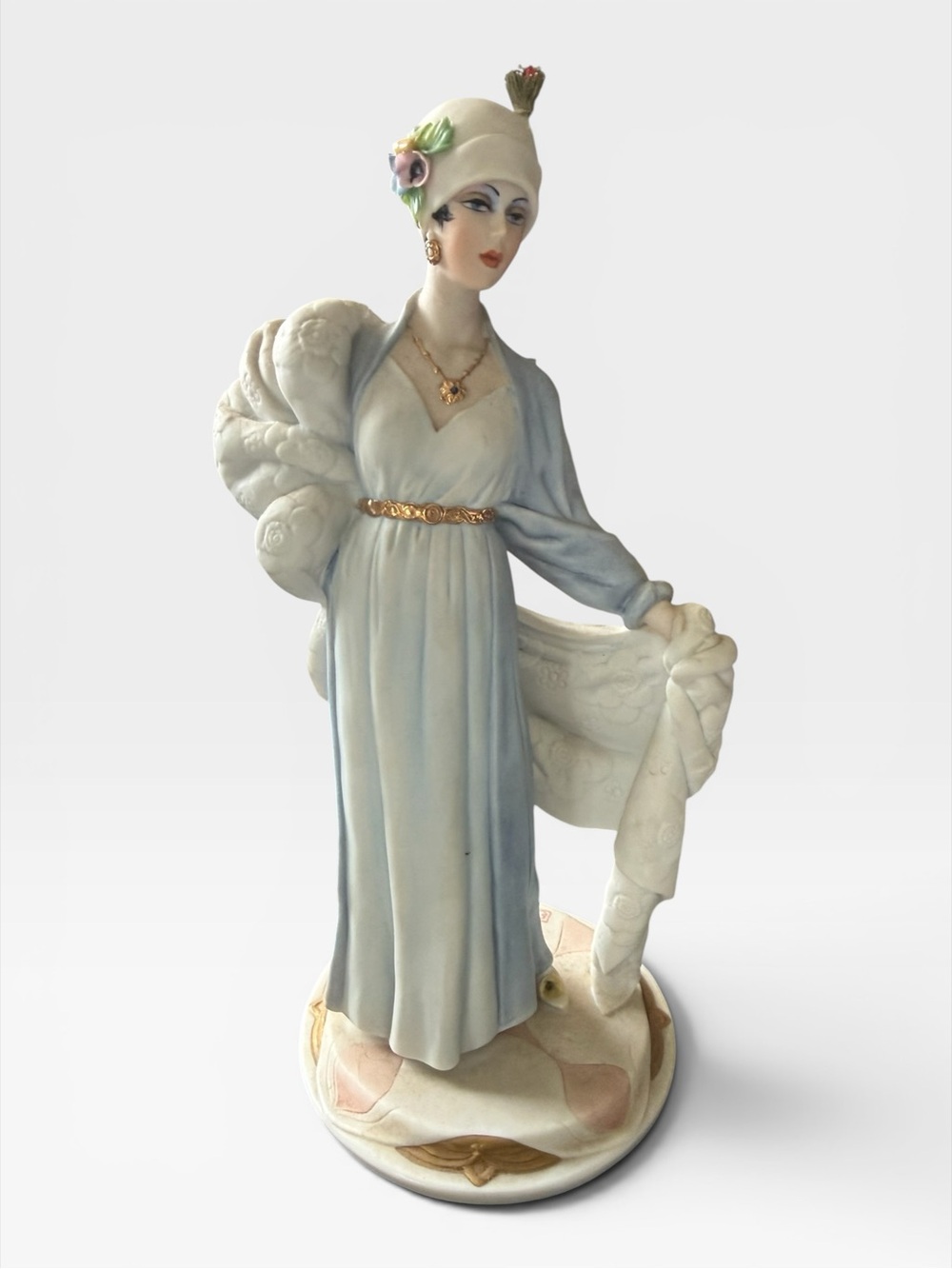 Vintage Sandro Maggioni Italy Lady Figurine 1986, Art Deco, (h-9.5”)